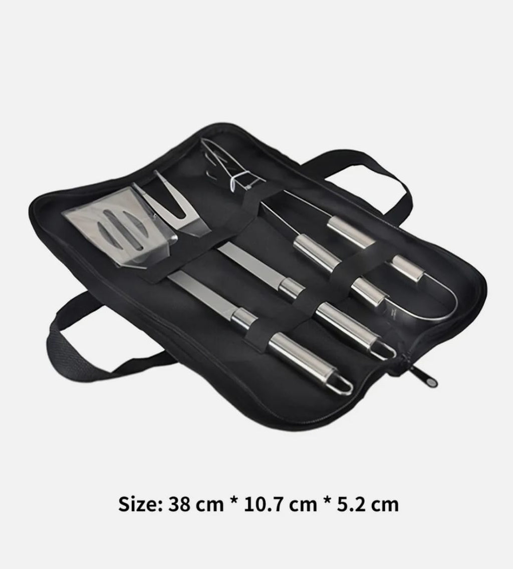 3 Piece Stainless Steel BBQ Grill Utensils Set