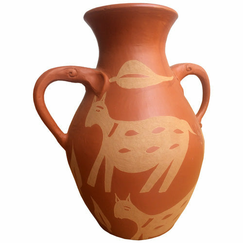 Terracotta Mithila Vase with Handles