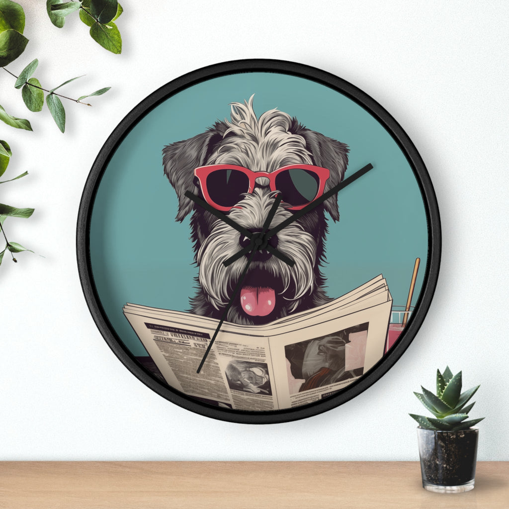 Schnauzer Reading Newspaper Wall clock