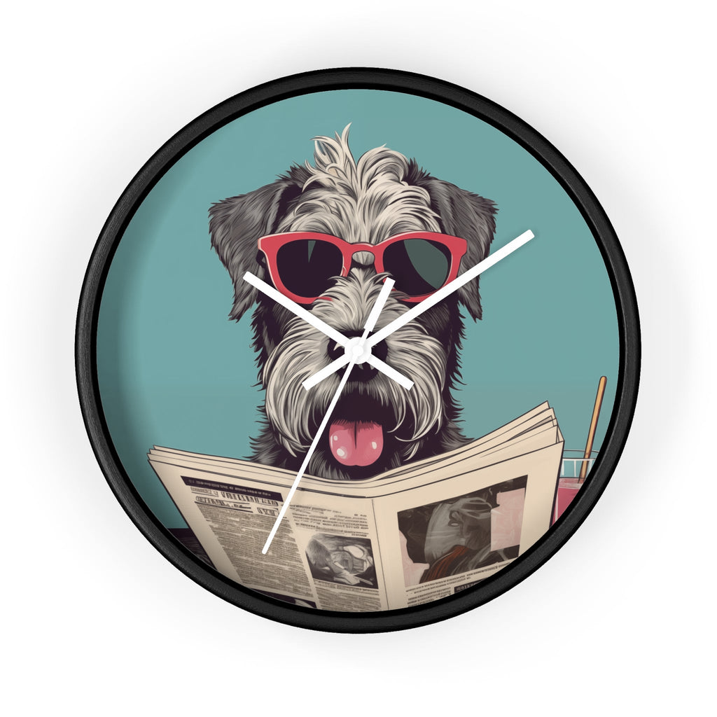 Schnauzer Reading Newspaper Wall clock