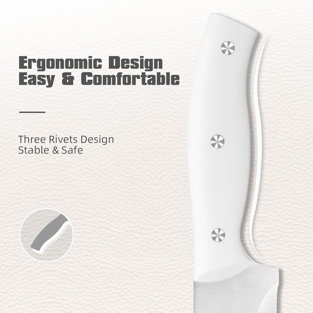 High Carbon Stainless Steel White Kitchen Knife Set