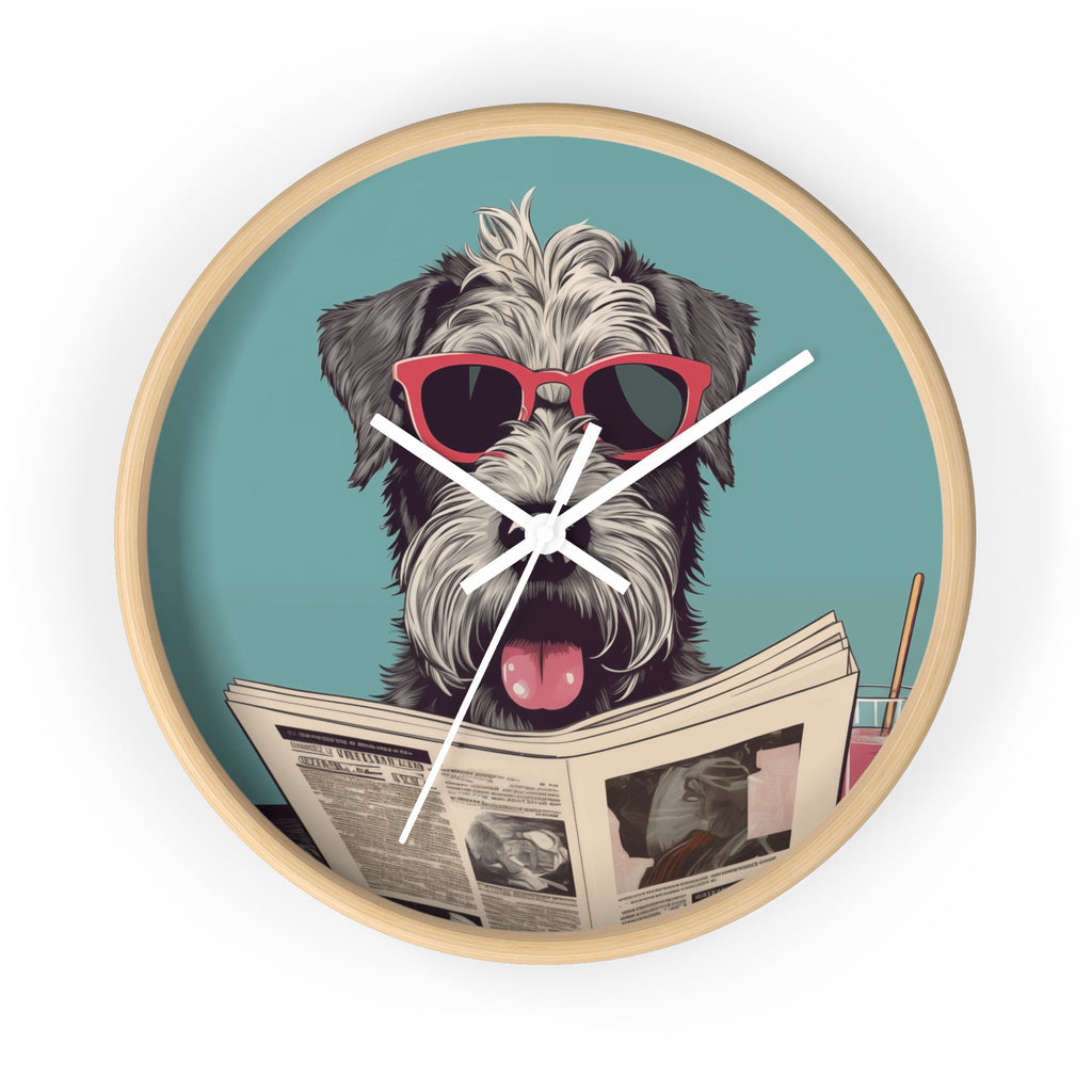 Schnauzer Reading Newspaper Wall clock