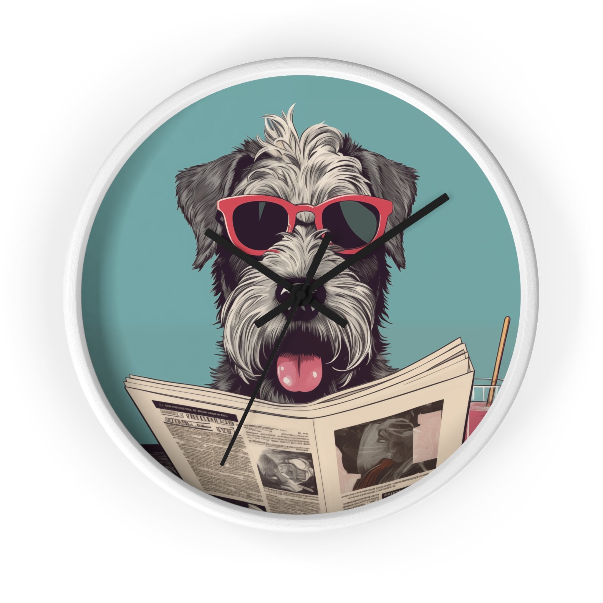 Schnauzer Reading Newspaper Wall clock