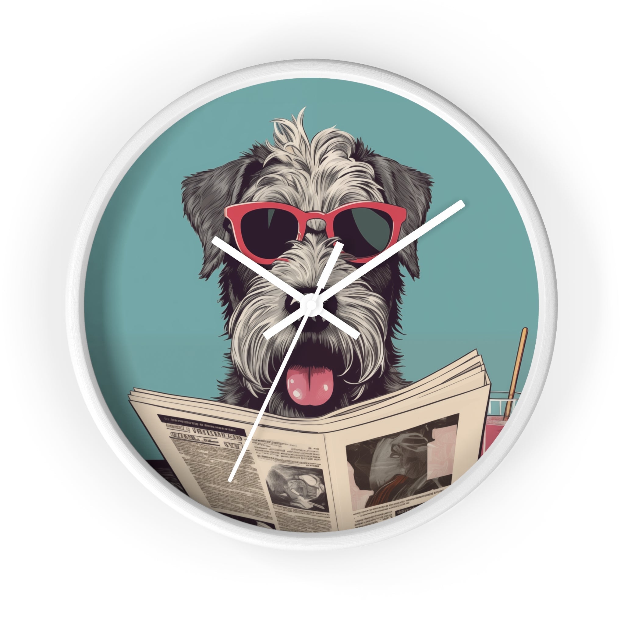 Schnauzer Reading Newspaper Wall clock