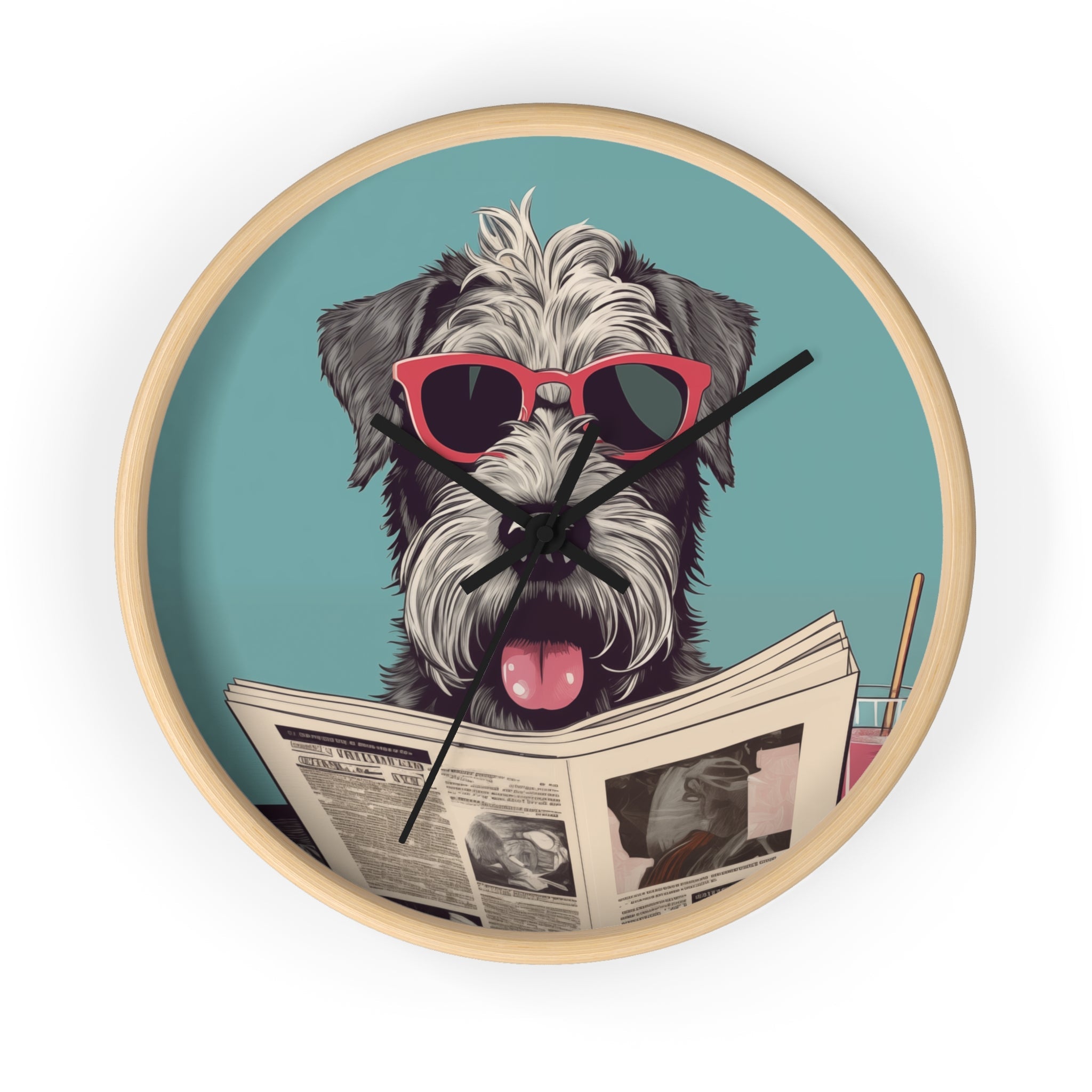 Schnauzer Reading Newspaper Wall clock