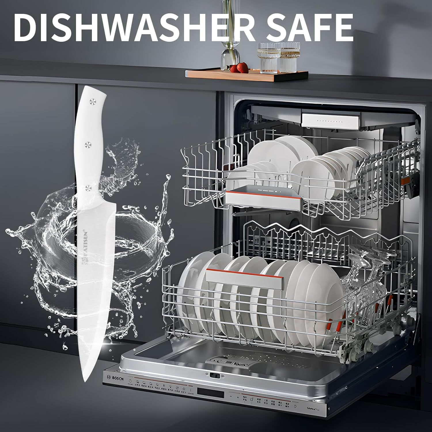High Carbon Stainless Steel White Kitchen Knife Set