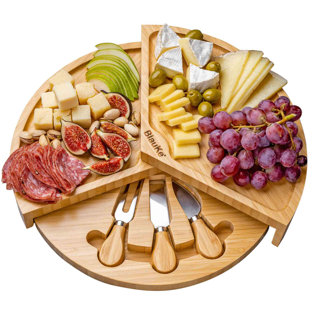 14 Inch Swiveling Bamboo Charcuterie Set
