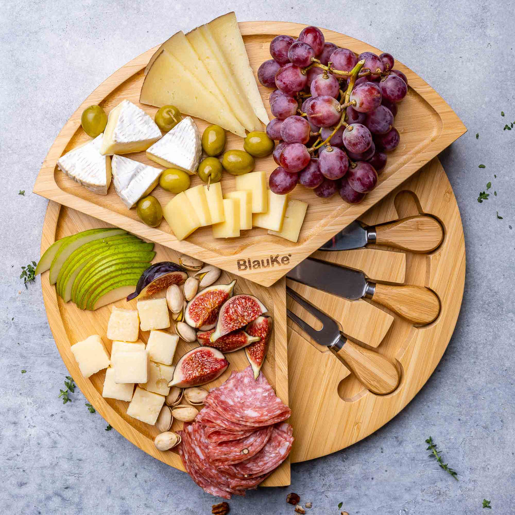 14 Inch Swiveling Bamboo Charcuterie Set