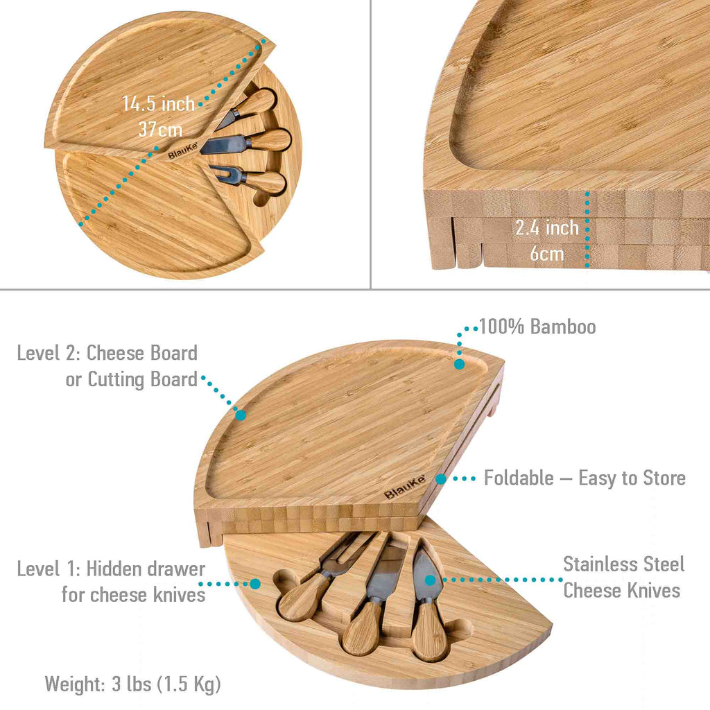 14 Inch Swiveling Bamboo Charcuterie Set