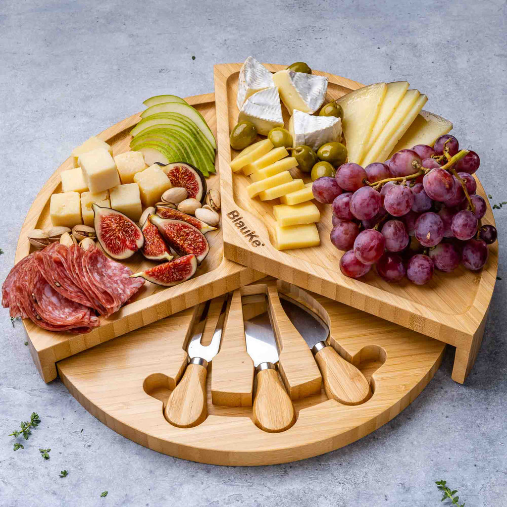 14 Inch Swiveling Bamboo Charcuterie Set