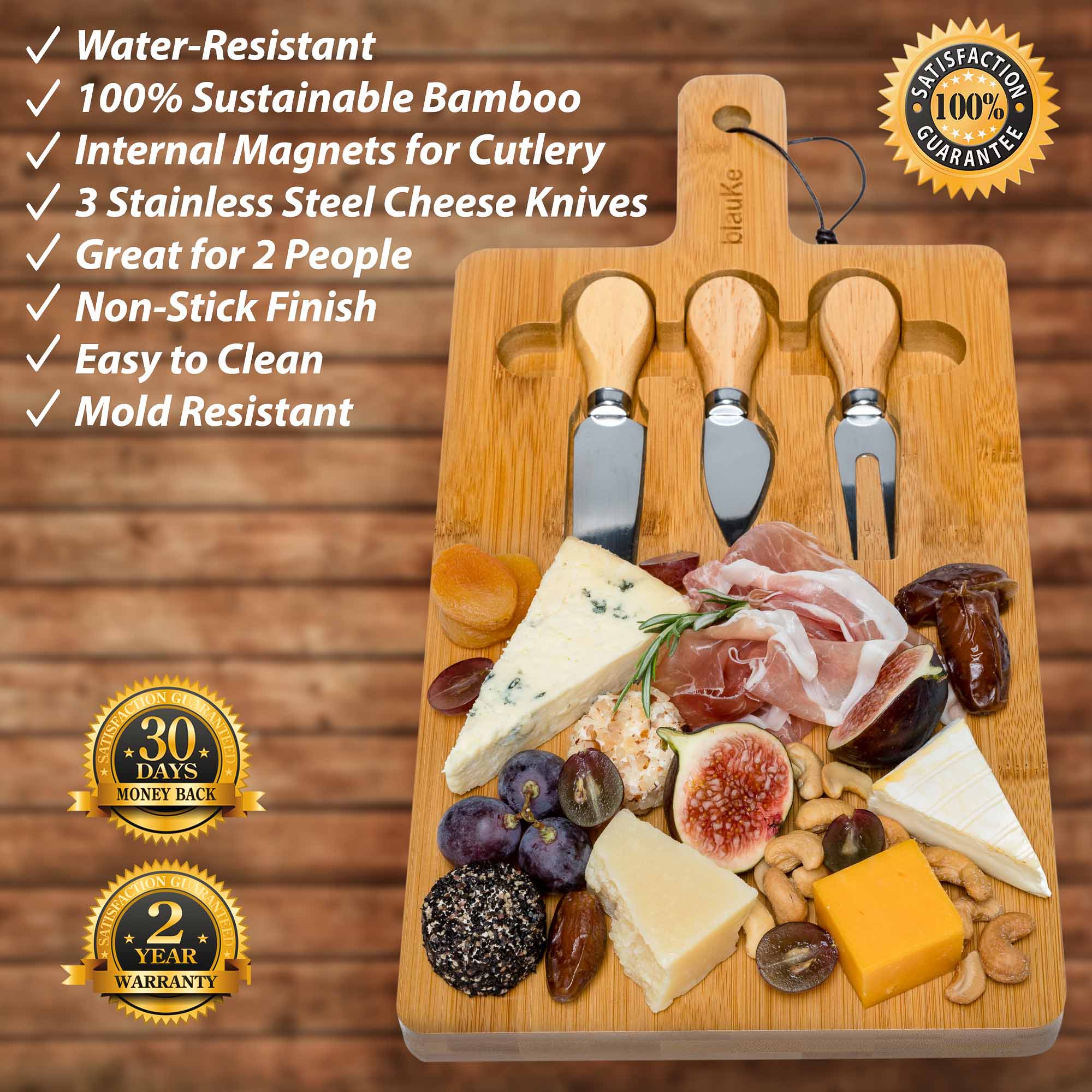 12x8 Inch Bamboo Charcuterie Set