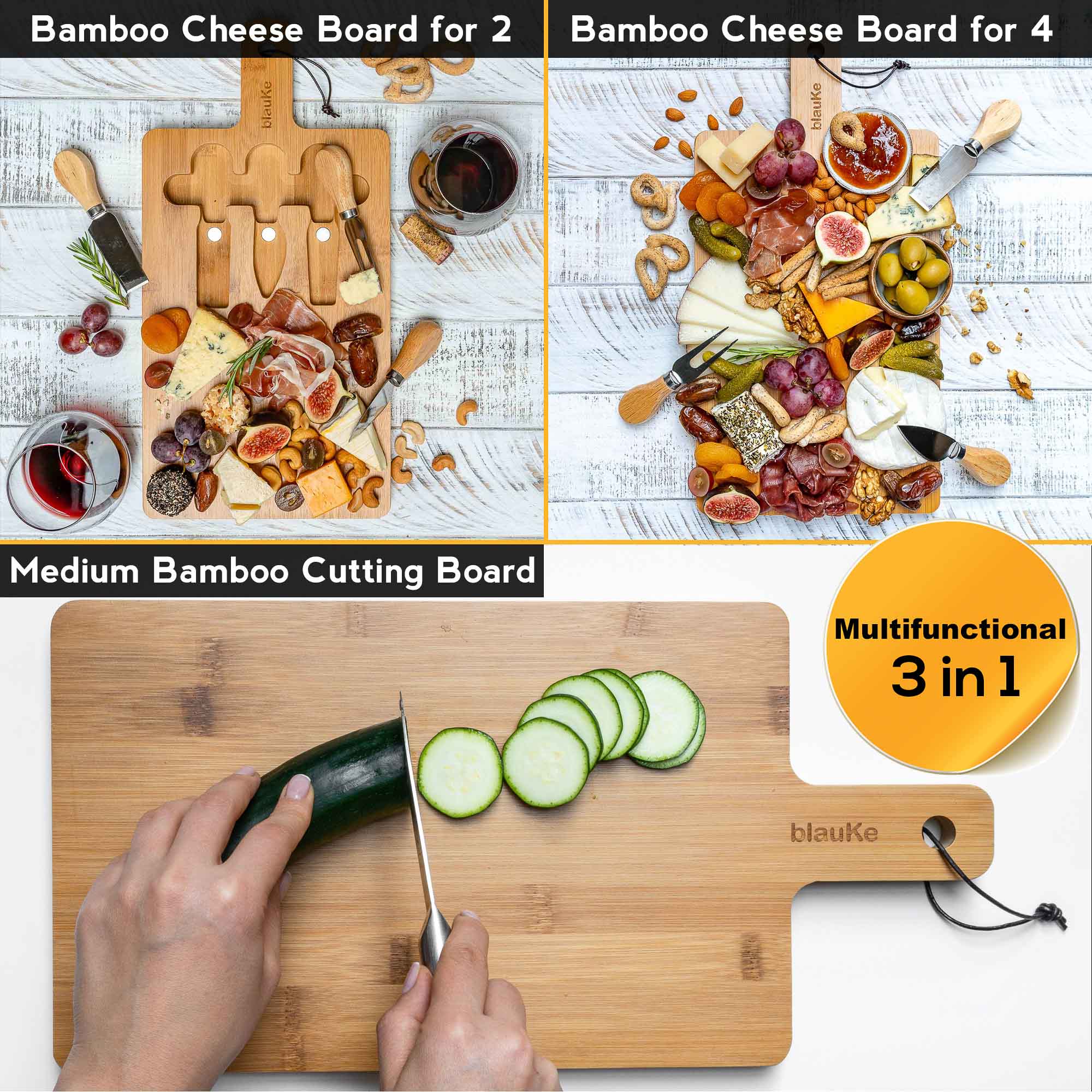 12x8 Inch Bamboo Charcuterie Set