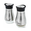 Salt and Pepper Shakers - Stainless Steel Glass Set