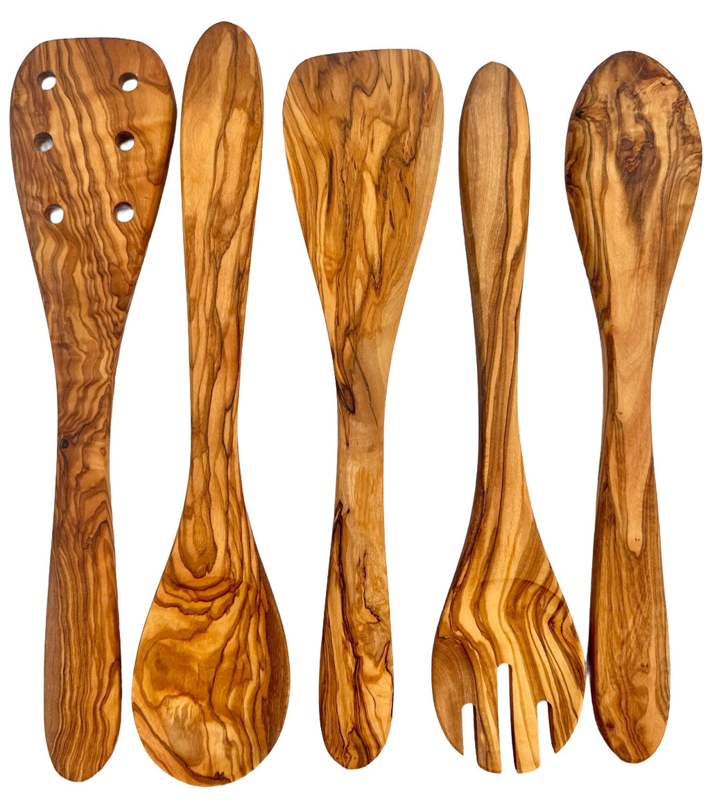 Olive Wood Kitchen Server Set - 5 piece