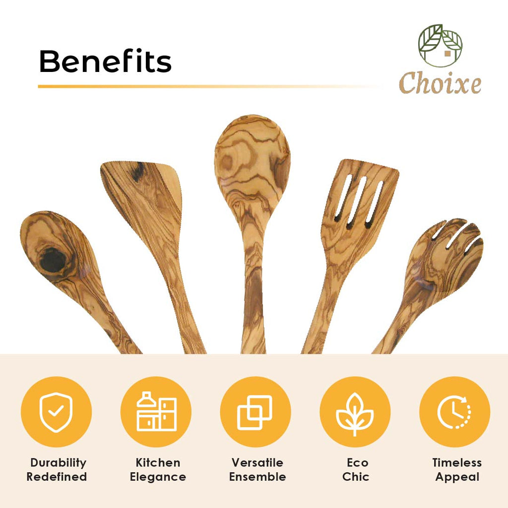 Olive Wood Kitchen Server Set - 5 piece