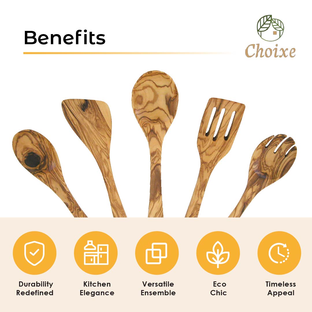 Olive Wood Kitchen Server Set - 5 piece