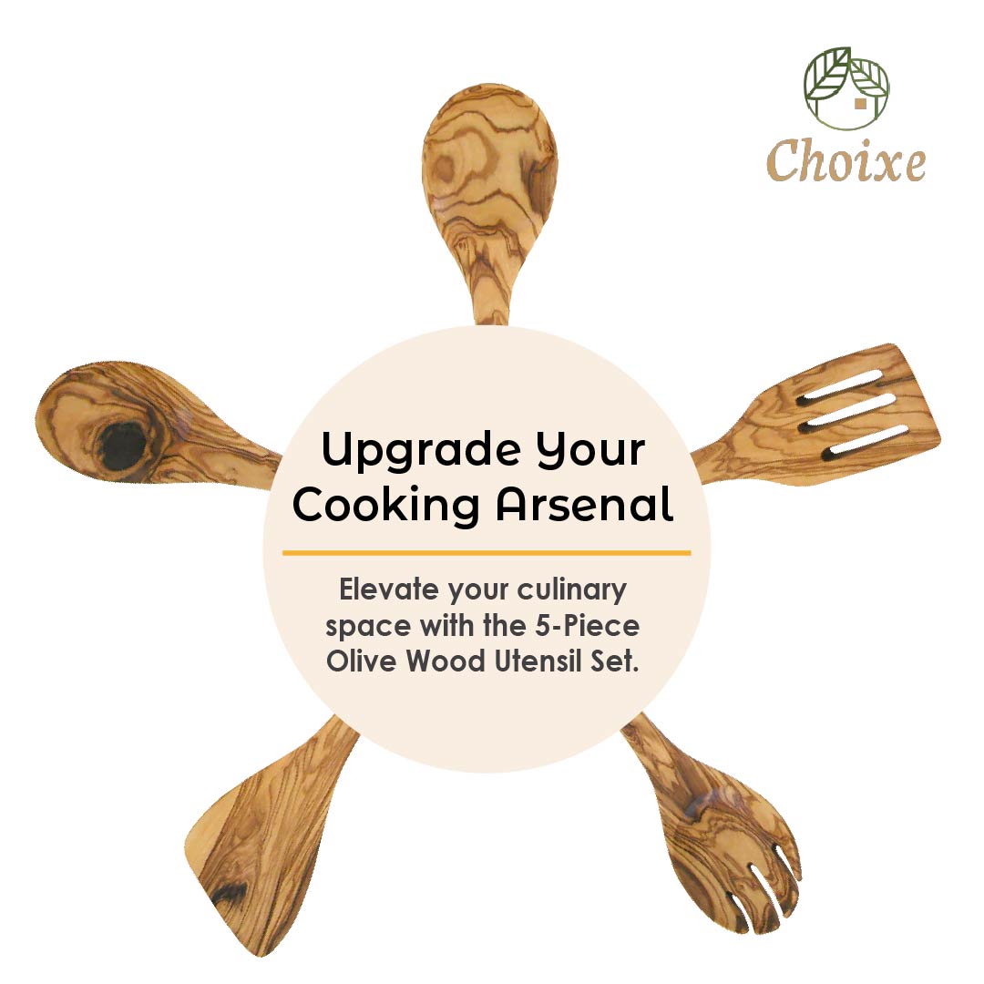 Olive Wood Kitchen Server Set - 5 piece