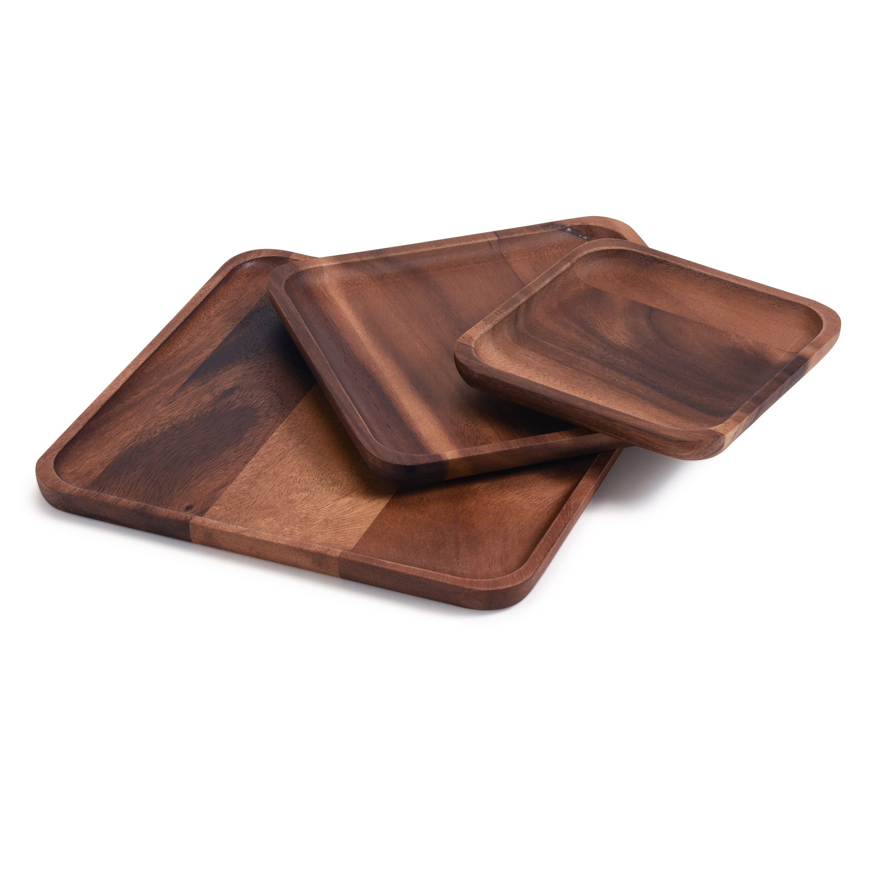 Acacia Wood Square Plates - set of 3