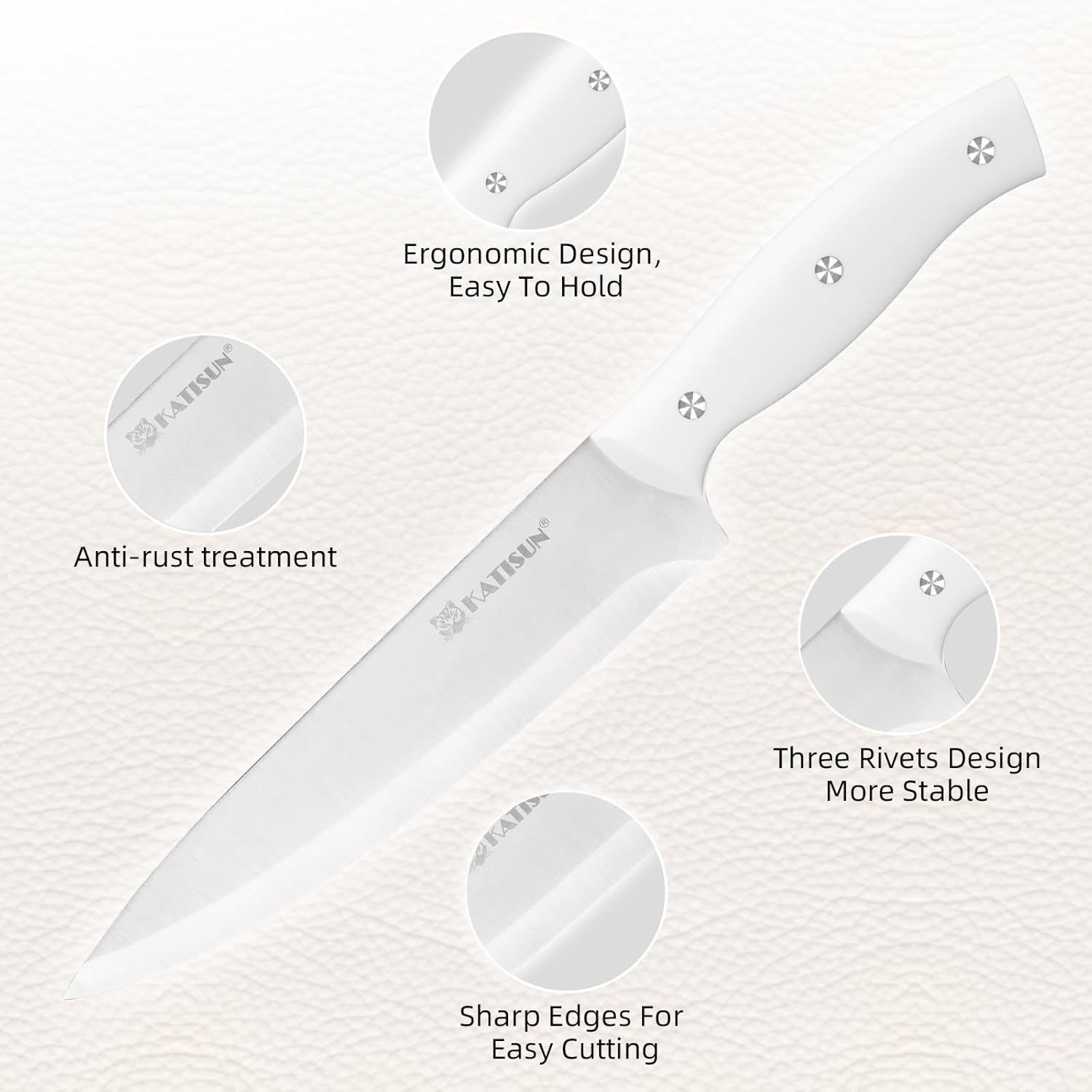 High Carbon Stainless Steel White Kitchen Knife Set
