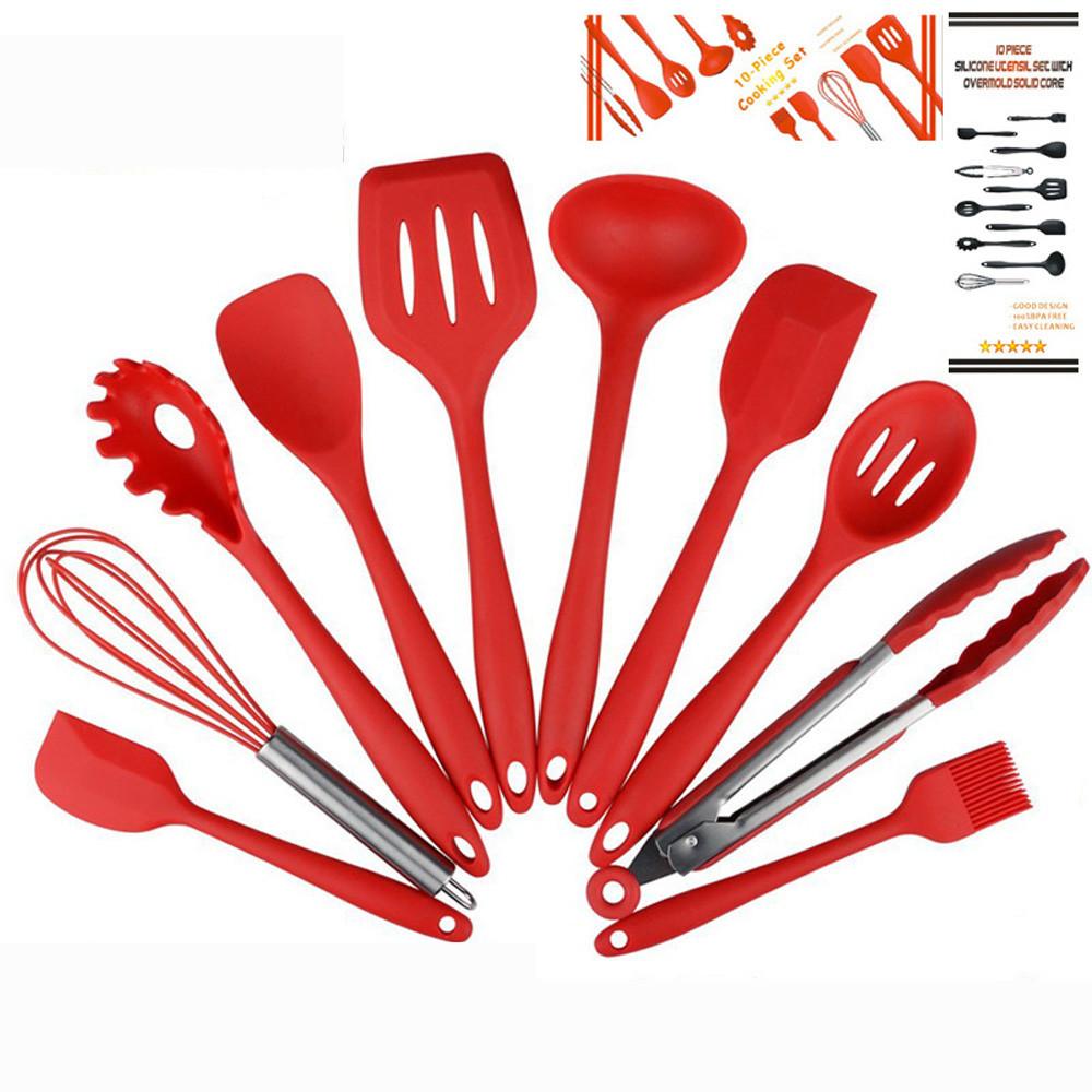 Non Stick Silicone Cooking Utensils Premium Heat Resistant 10 Piece Set