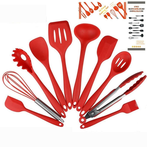 Non Stick Silicone Cooking Utensils Premium Heat Resistant 10 Piece Set