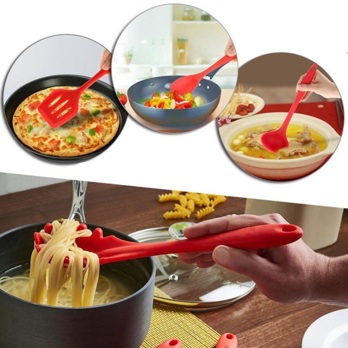Non Stick Silicone Cooking Utensils Premium Heat Resistant 10 Piece Set